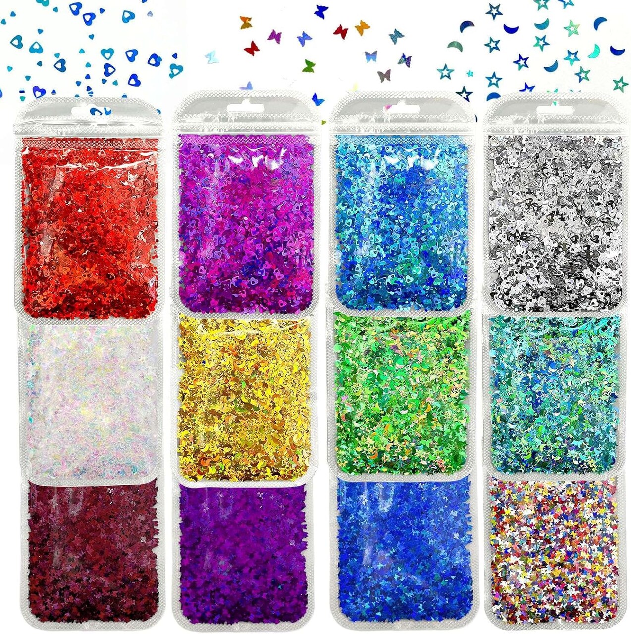 12 Colors Star Moon Butterfly Shaped Glitter Confetti (Multi-colour)